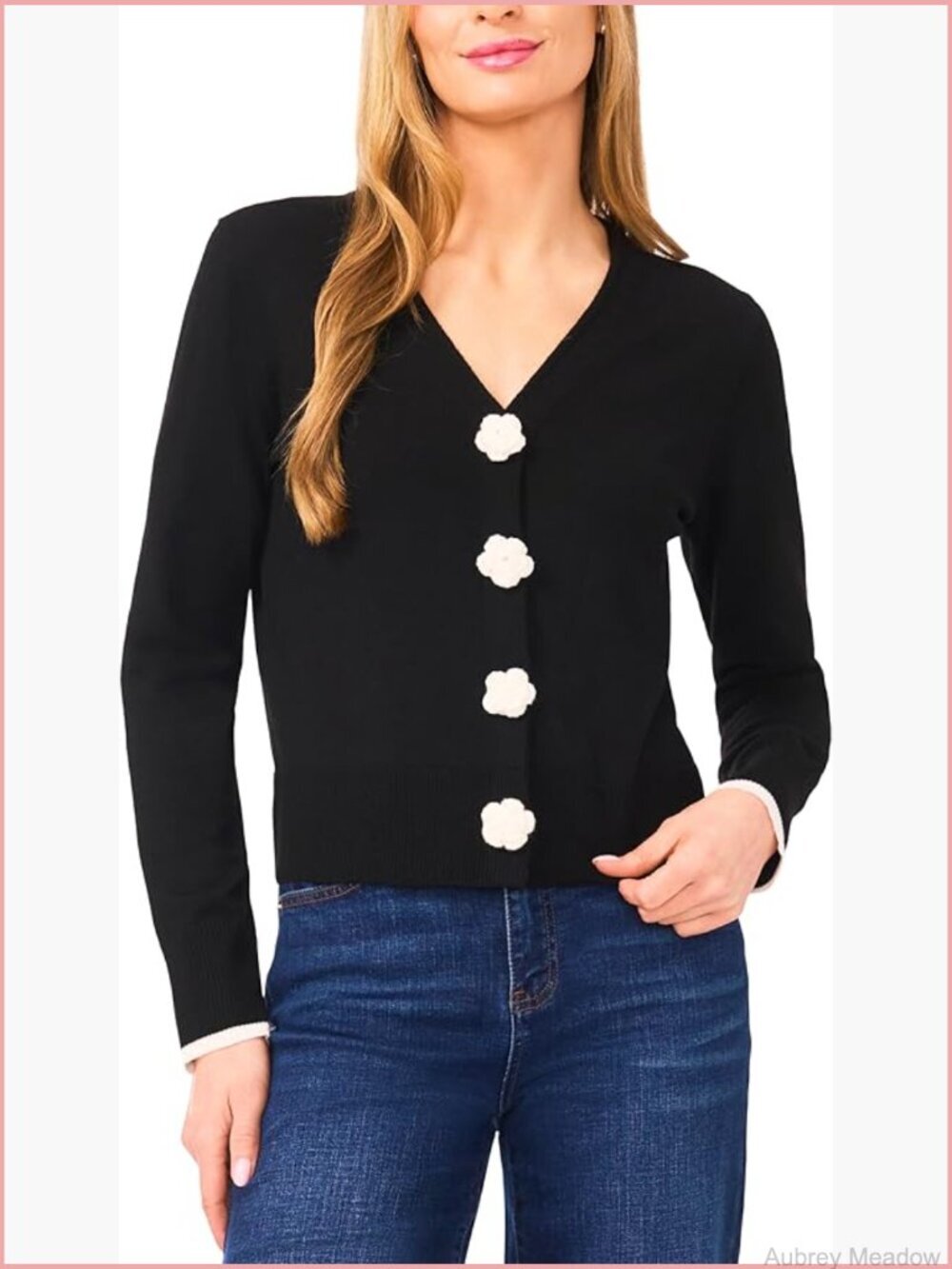 Crochet Floral Button Front Cardigan - Relaxed Fit